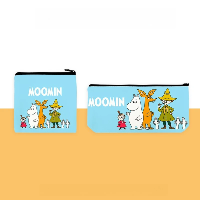 2PCS New Kawaii Anime Moomins Series Coin Purse + Pencil Case Cute Cartoon Character Creativity HD Printing Zipper Bag view 2