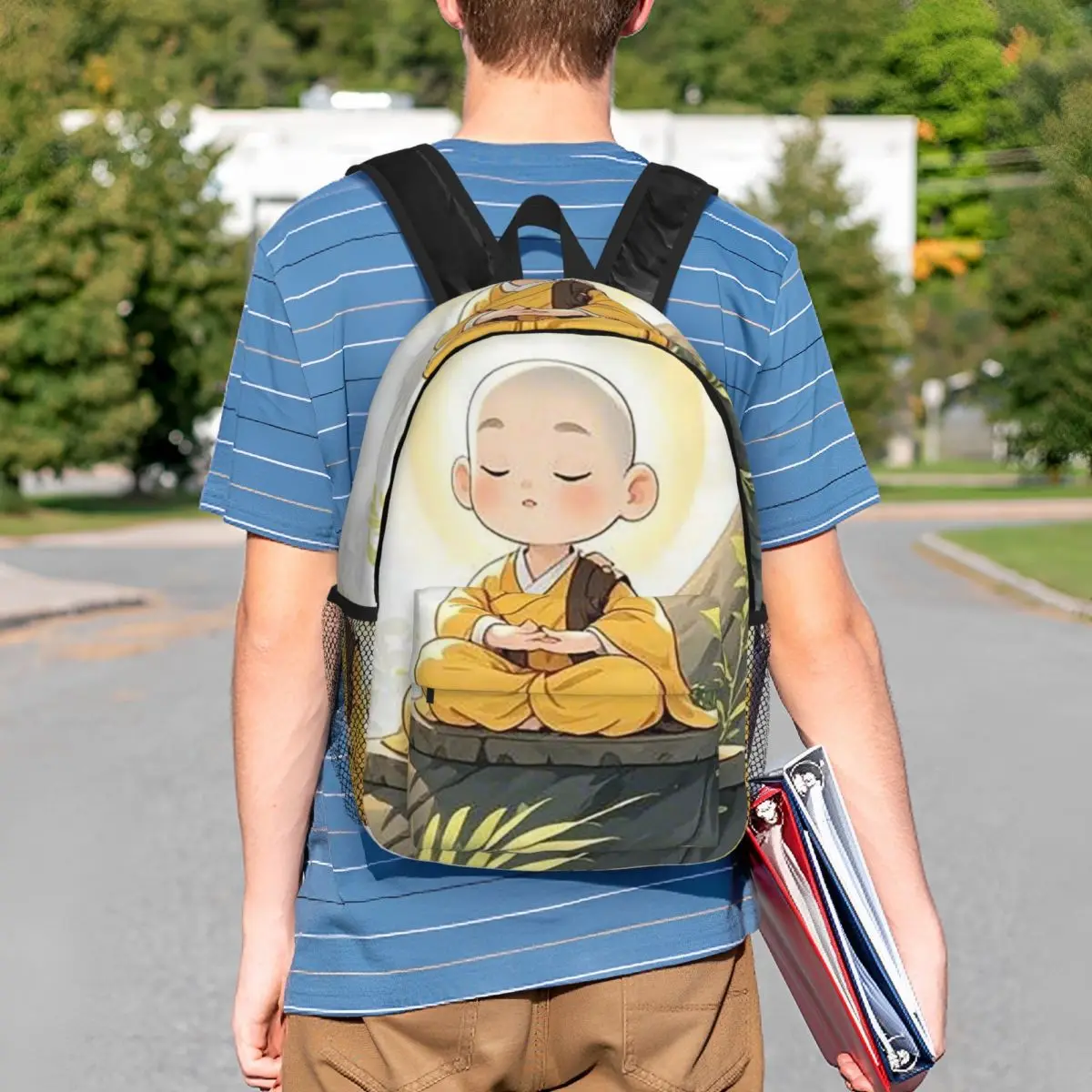 Cartoon Monk Cute Backpack Student BookBag Kids School Bag Laptop Shoulder Bags for Boys Girls