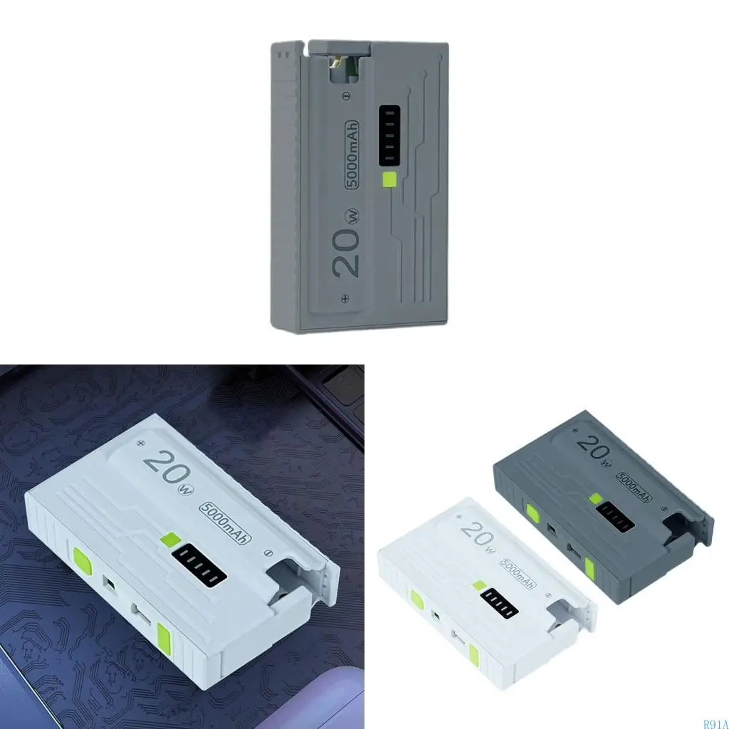 R91A 12700 Battery Powerbanks Case Lignt Indicators Design NonSoldering Plastic Charging Adapters Shell DIY Power Case