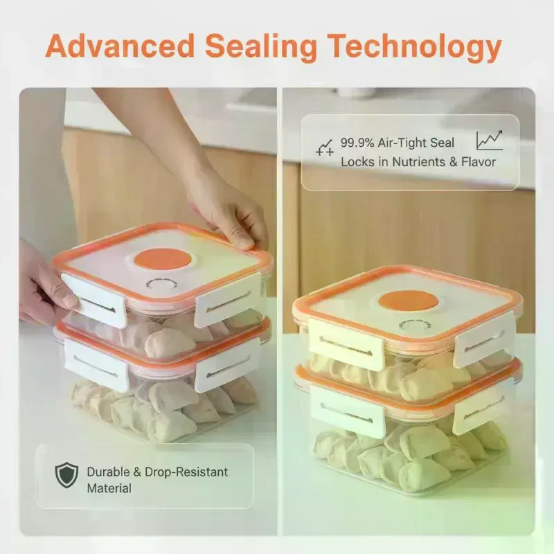 1/2/3/4-Layer Food Storage Containers Food Storage Containers With Lids Dumpling Storage Box Good Sealing Stackable Dumpling Box
