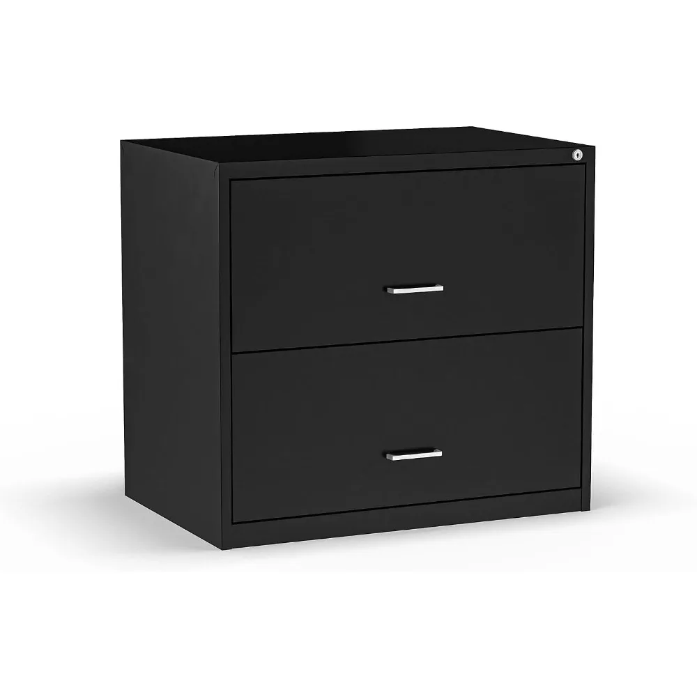

Black 2-Drawer Lateral File Cabinet for Letter and Legal Size Documents, Lockable, Dimensions 29.8" W x 20.6" D x 27.3" H