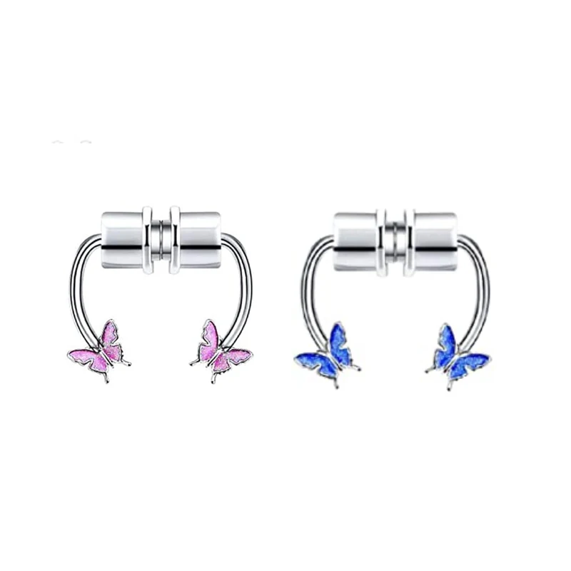 المغناطيسي فراشة الأنف الدائري للرجال والنساء ، وهمية الحاجز الدائري ، فو الأنف الحاجز خواتم ، غير مثقوب كليب على خواتم ، 1 قطعة ، 2 قطعة ، 3 قطعة