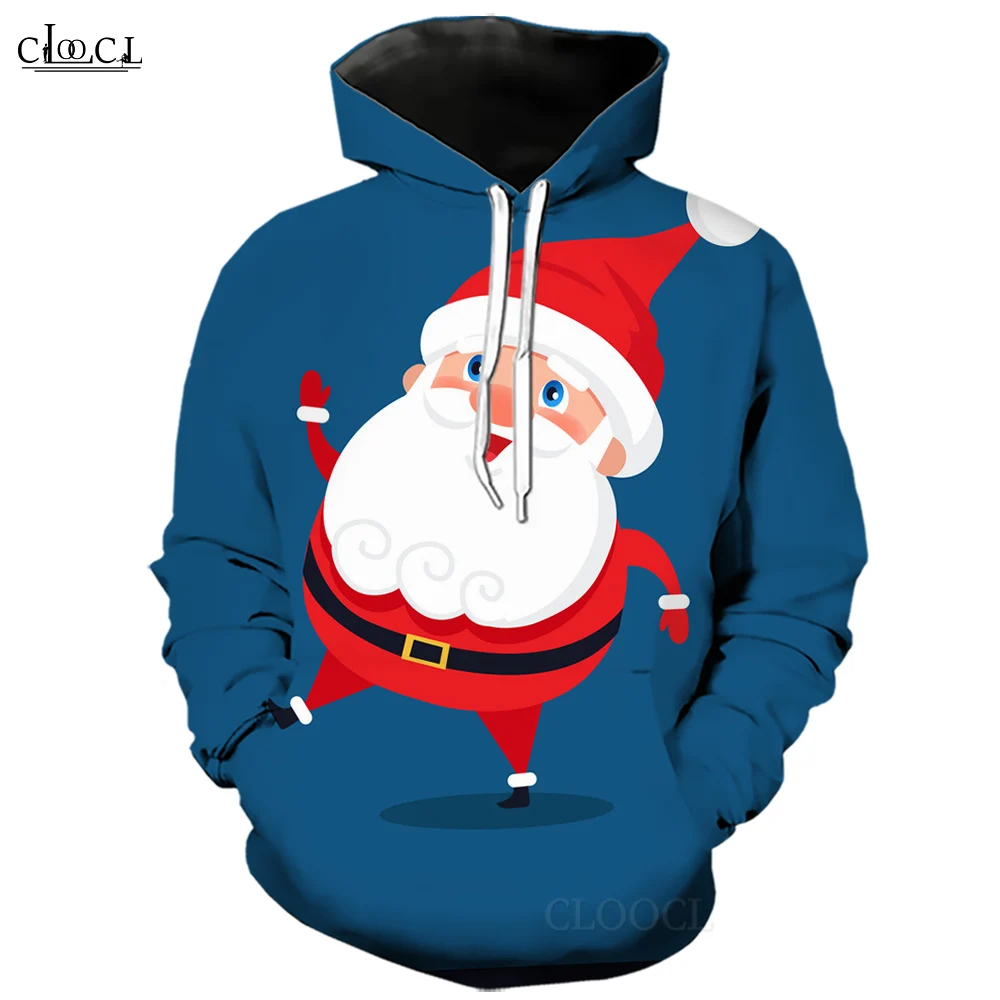 

CLOOCL Men Hoodies Casual Fashion Streetwear Cartoon Graphic 3D Print Sportswear Christmas Tops Santa Claus Pullover Sweatshirt