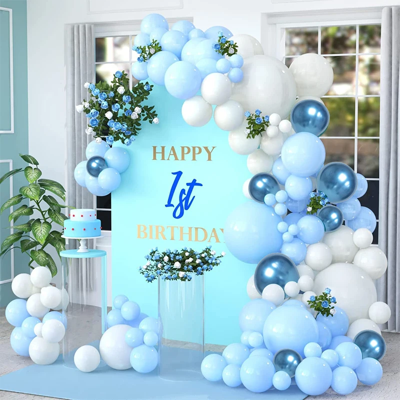 

Macaron Blue Balloon Garland Arch Kit With Pastel 18 inch Balloon For Baby Shower Birthday Party Decoration Boy Supplies