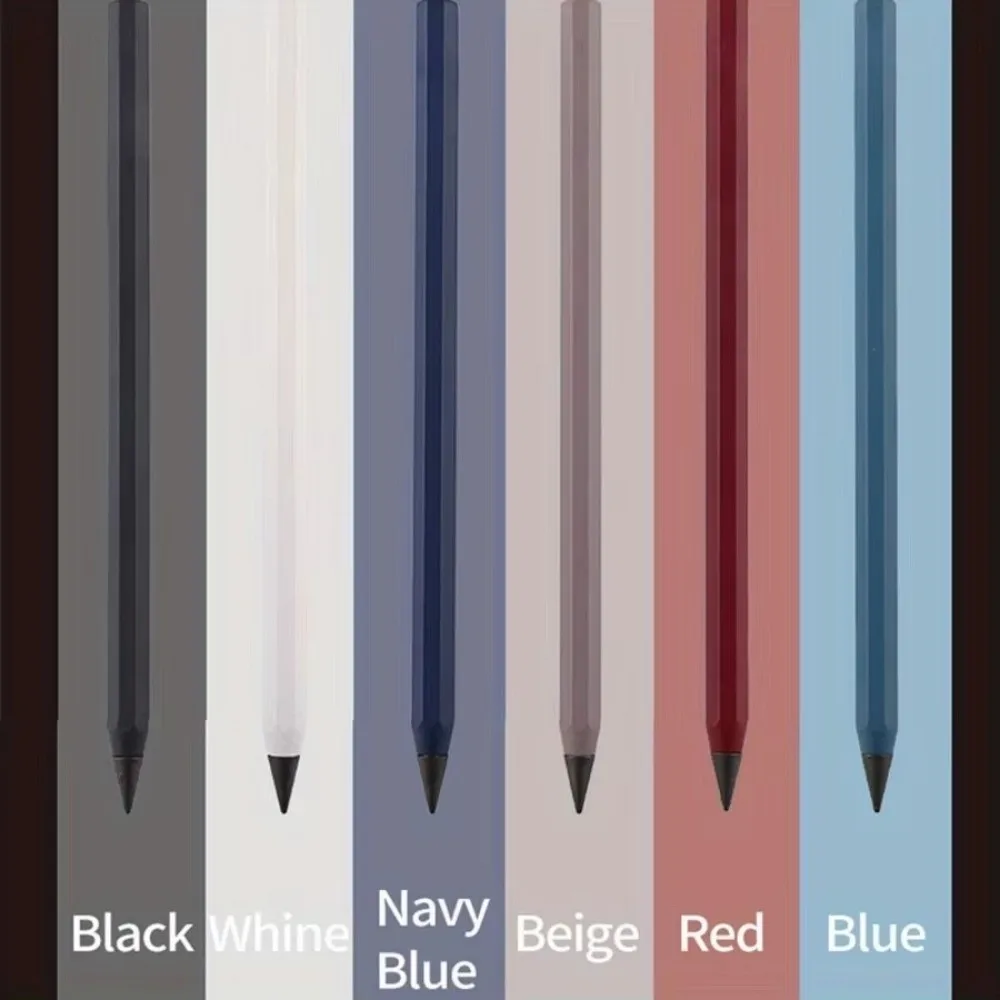 Metal Alloy Forever Pencil Smooth Friction Reusable No Ink Pencil with 12 Colored Refill Tips Comfortable Grip Drawing Pen