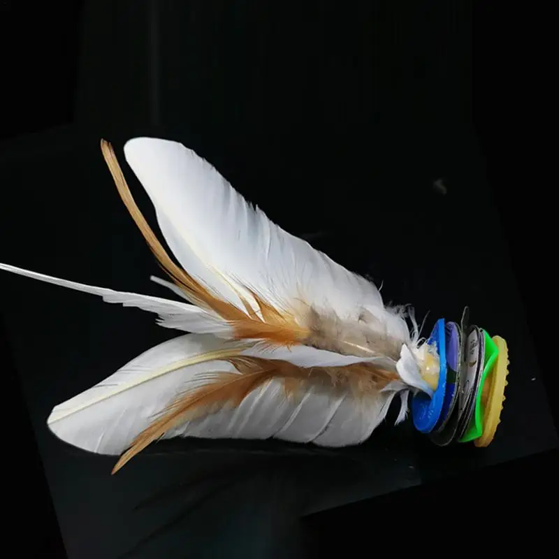 White Kick Shuttlecocks White Feathers Foot Kick Toy Game Handwheel Feather Shuttlecock Fitness Entertainment For Kids Adults