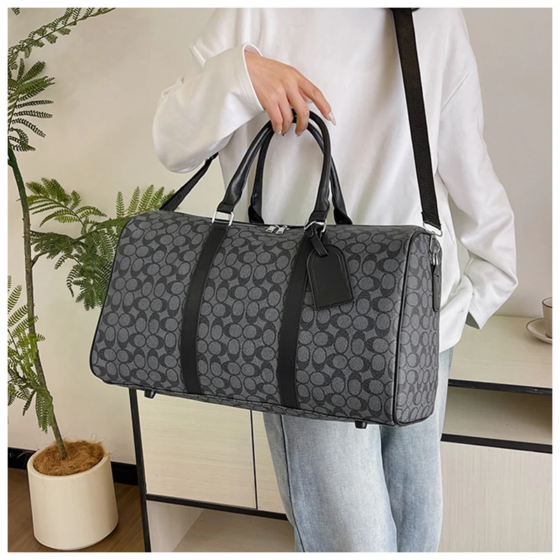 PU Leather Gym Bag Travel Totes Duffle Women Sports Fitness Business Casual Luggage Handbag Outdoor Shoulder Weekend Bag for Man