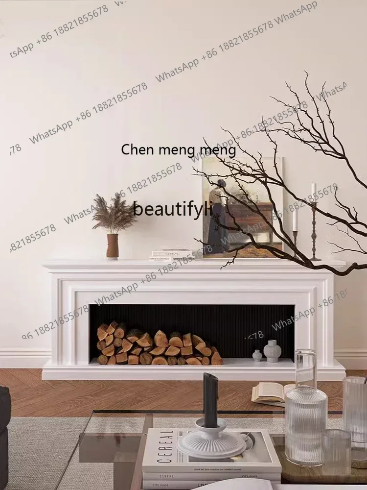 D178   Simple TV cabinet Solid wood American modern fireplace Living room soft European design entrance decorative cabinet