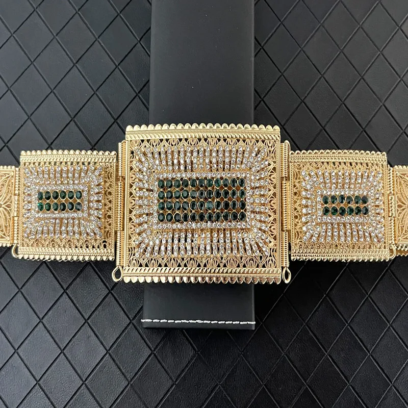 Moroccan Style Crystal Hollow Metal Belt With Adjustable Belly Body Chain Women's Wedding Jewelry Waist Chain Jewel