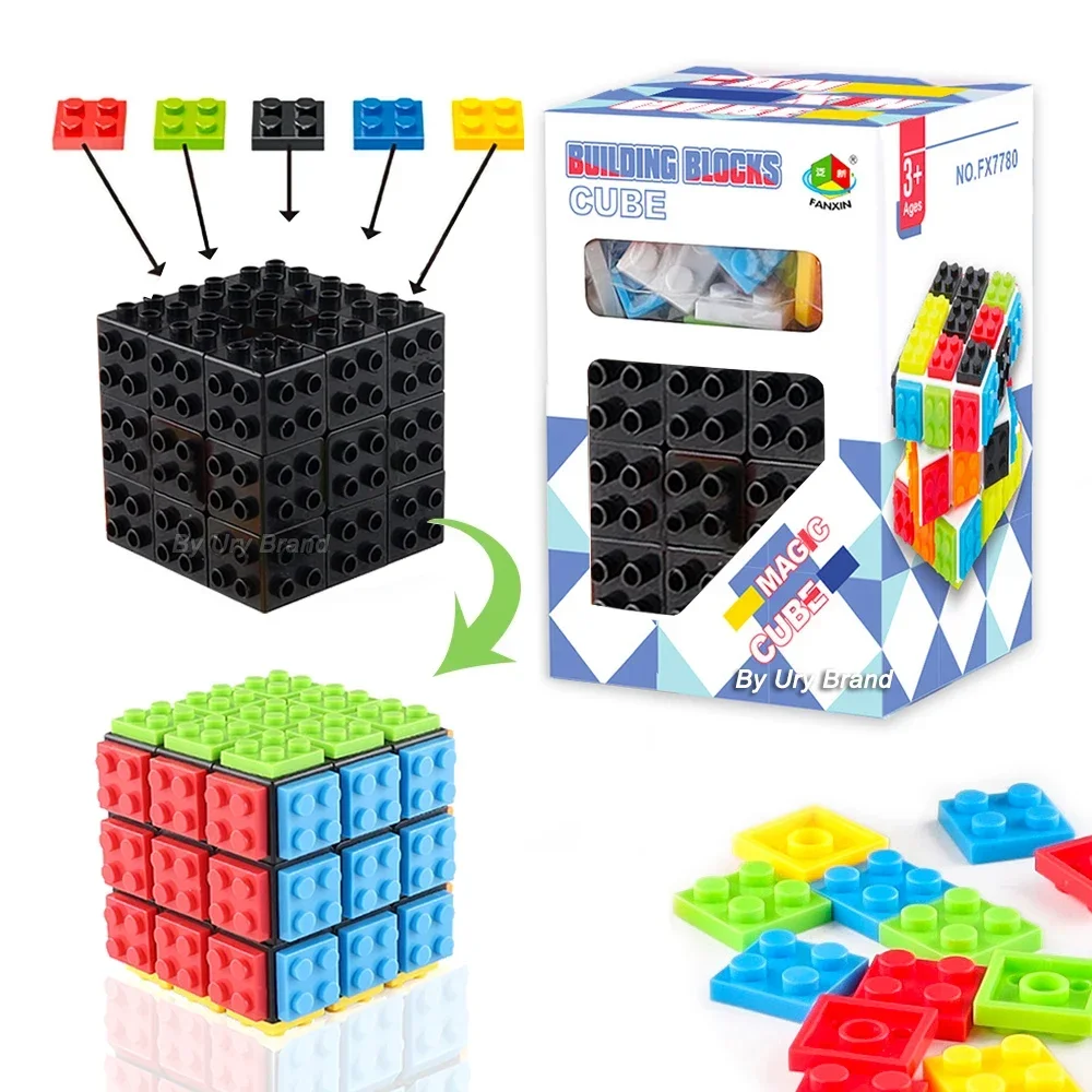 Fanxin DIY ladrillos cubo mágico profesional 3x3x3 iluminación clásica bloques de construcción educativos juguetes para niños regalo