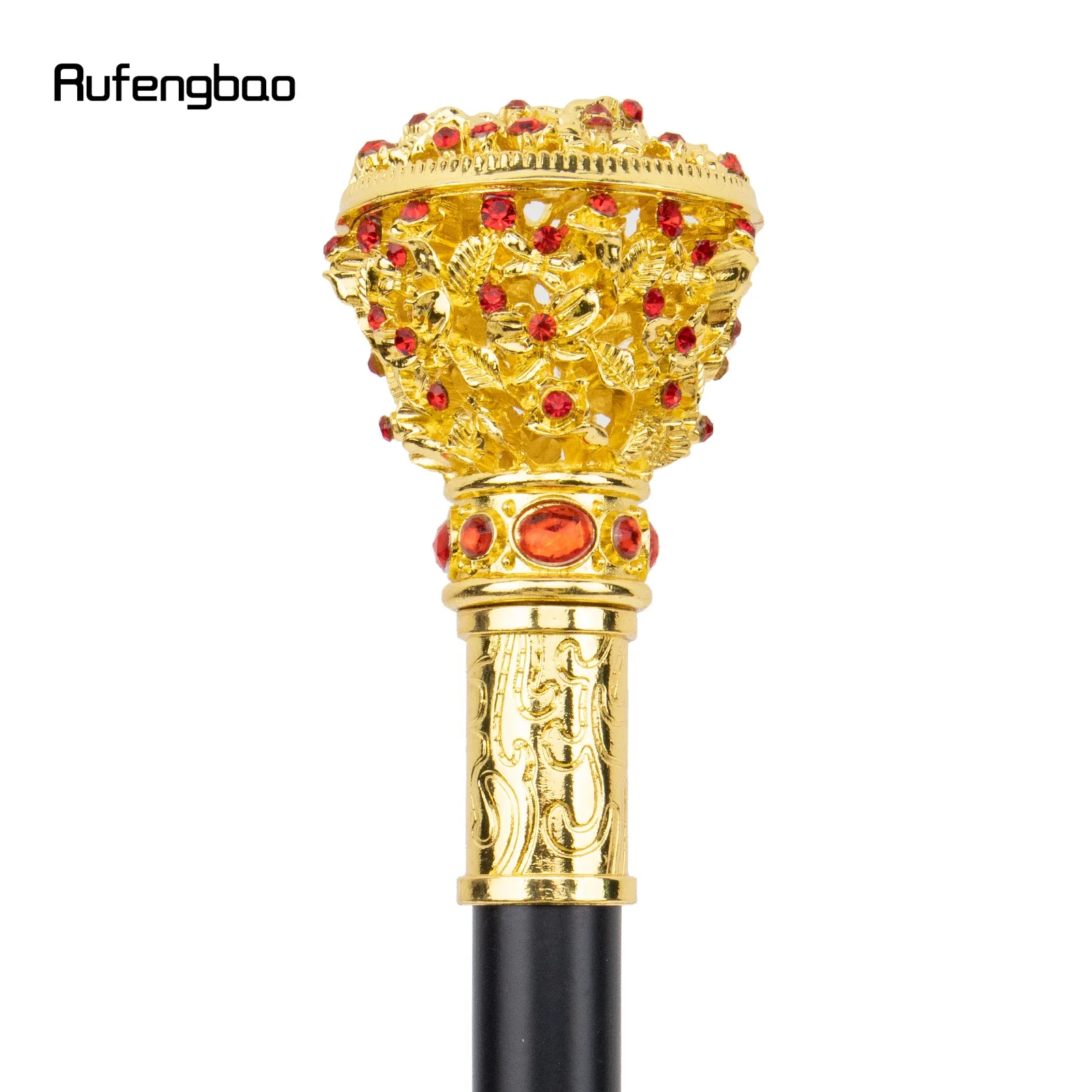 Rode Kunstmatige Diamant Bloem Bal Wandelen Riet Mode Decoratieve Wandelstok Gentleman Elegante Cosplay Cane Crosier 94Cm