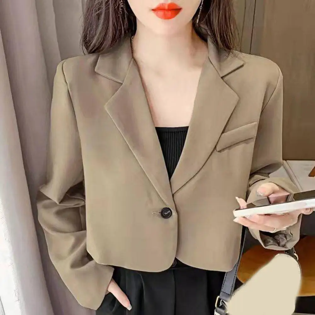 Vielseitig Chic Frauen Einzigen Taste Kurz Typ Blazer Mantel Anti-Pilling Frauen Blazer Feste Farbe für Büro