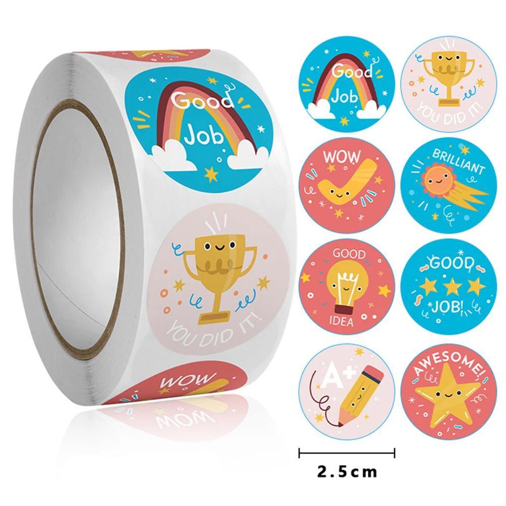 50-500pcs Round Cartoon Toys Animal stickers for kids Teacher Reward Encourage Sticker Office Seal label Animal label 1inch