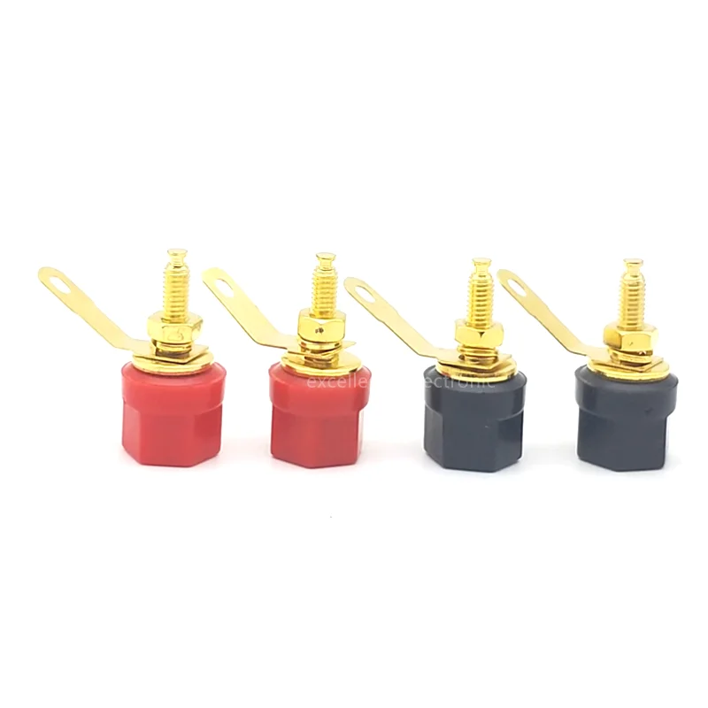 10PCS Gold-plated Terminal Post Hexagonal Type Speaker DIY Panel Terminal 4mm Banana Plug Socket
