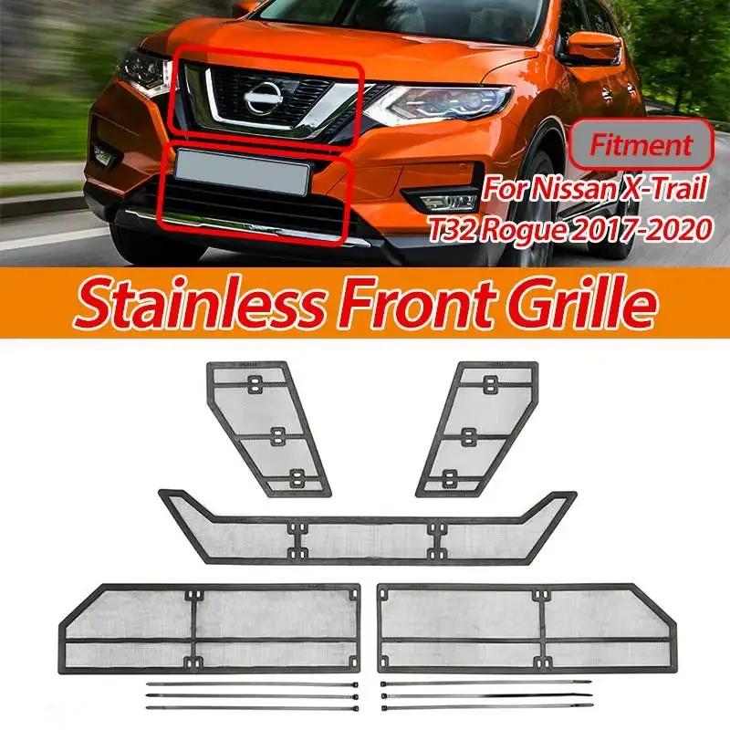 

Car Front Grille For Nissan X-Trail X Trail T32 Rogue 2017-2020 Insert Net Insect Screening Mesh Cover Trim Protection Covers