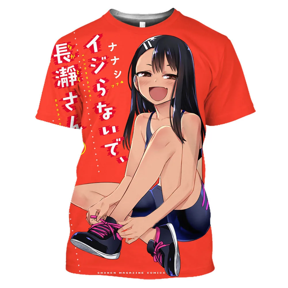 Camiseta con estampado 3D de Anime Nagatoro para hombres y mujeres, Mangas japonesas, no juguetes conmigo, camiseta Harajuku, camisetas sexis Hentai