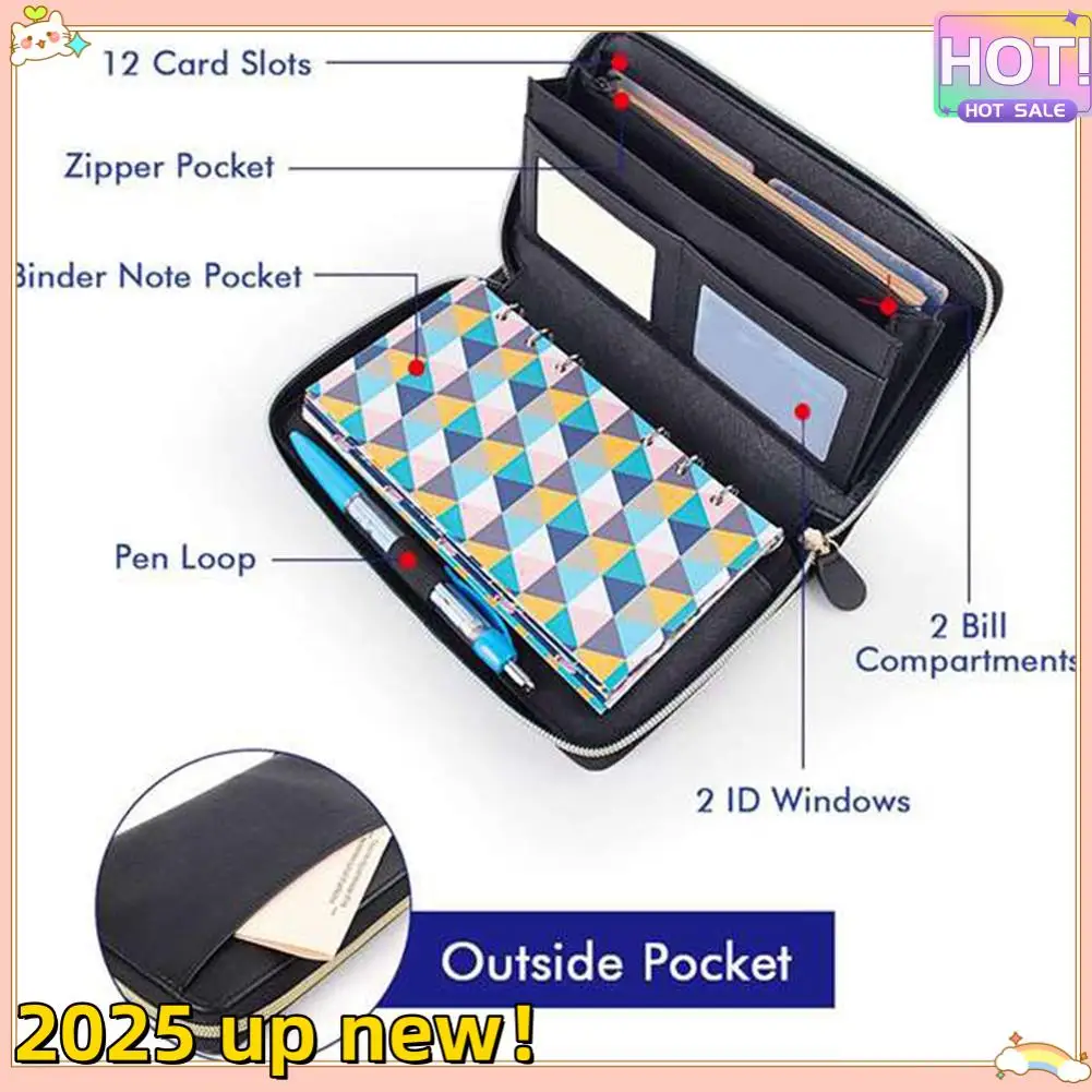 Delicate Texture-Cash Envelope System Wallet,With 12 Cash Budget Envelopes And 12 Budget Sheets For Family Financial Budget Plan