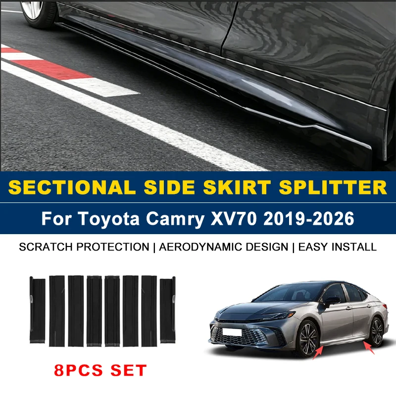 

2.2m Sectional Side Skirt Extension Lips Side Spoiler, Car Exterior Modified Upgrade Kit For Toyota Camry XV70 2019-2026 2020