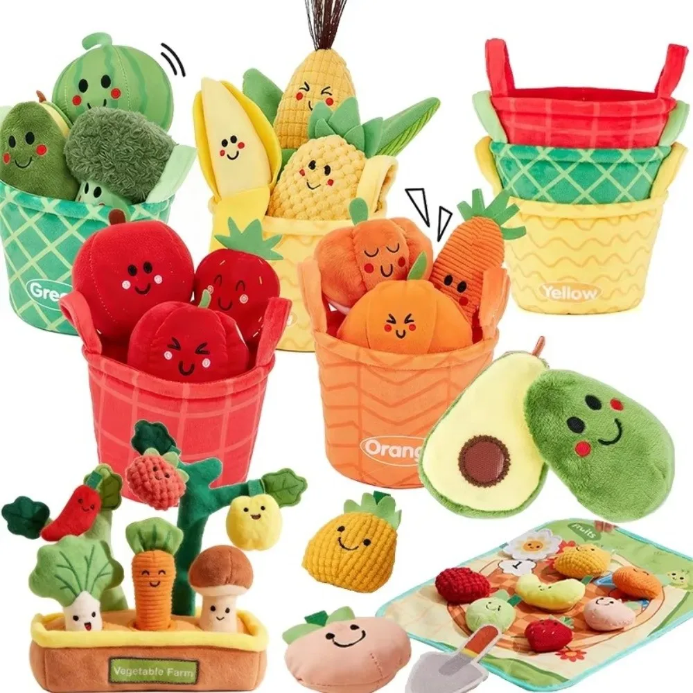 Cute Soft Sensory Set Crinkle Sound Montessori Simulation Fruit Vegetable Color Sorting Game Learning