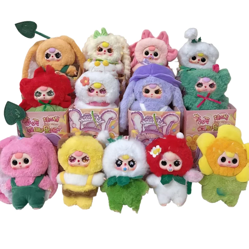 Original Baby Three Where Is Spring Peluche Tide Play Surprise Blind Box Cute Doll Ornaments Bag Decorazione Ciondolo Ragazza Giocattoli Regalo