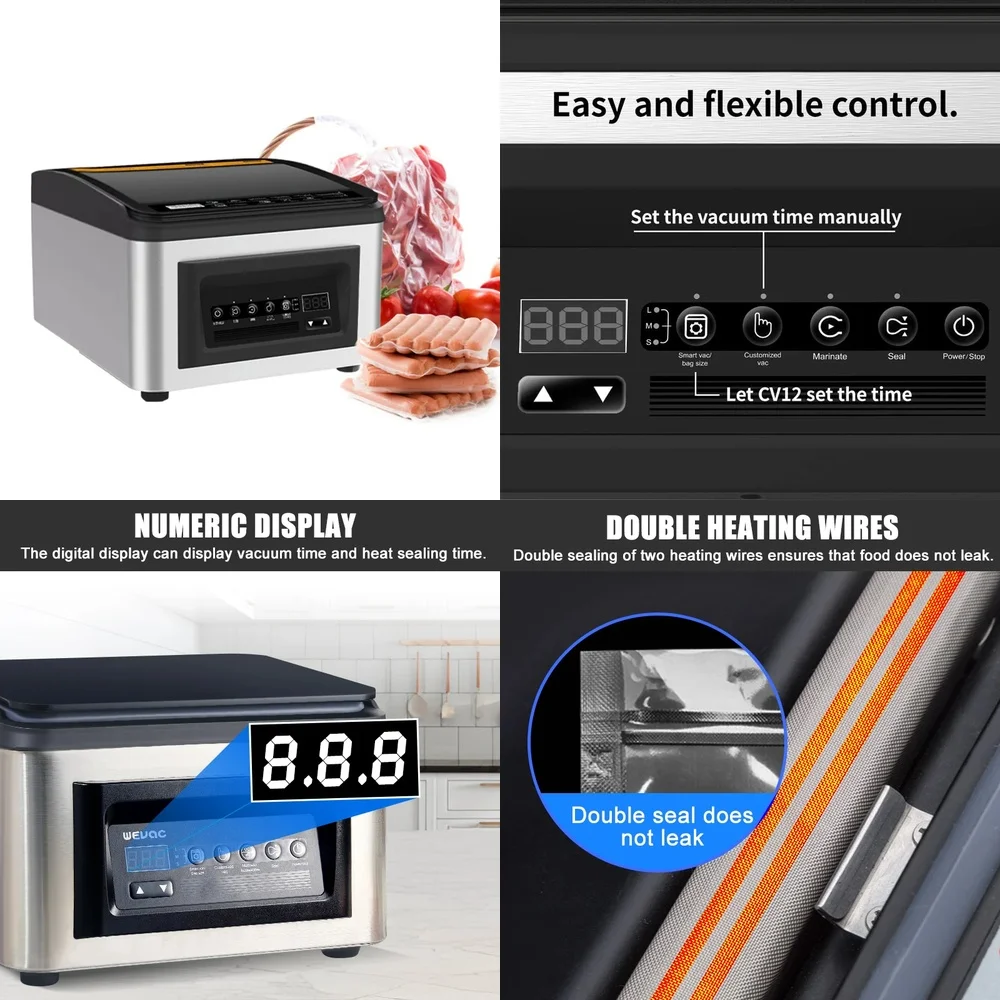 

(2026) Коммерческий полностью автоматический вакуумный упаковщик Wallepac для влажных и сухих продуктов, камерный термовакуумный упаковщик и устройство для сохранения свежести