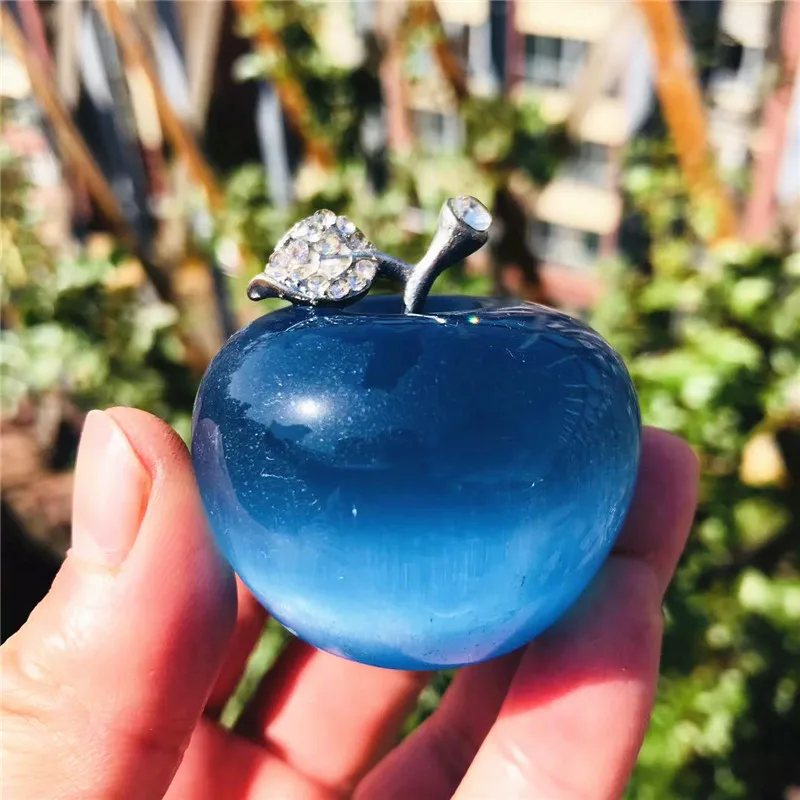 

50mm Apple Ornaments Natural Stone Home Decoration Healing Crystal Quartz Carved Purple Pink Figurine Christmas Souvenir Gi