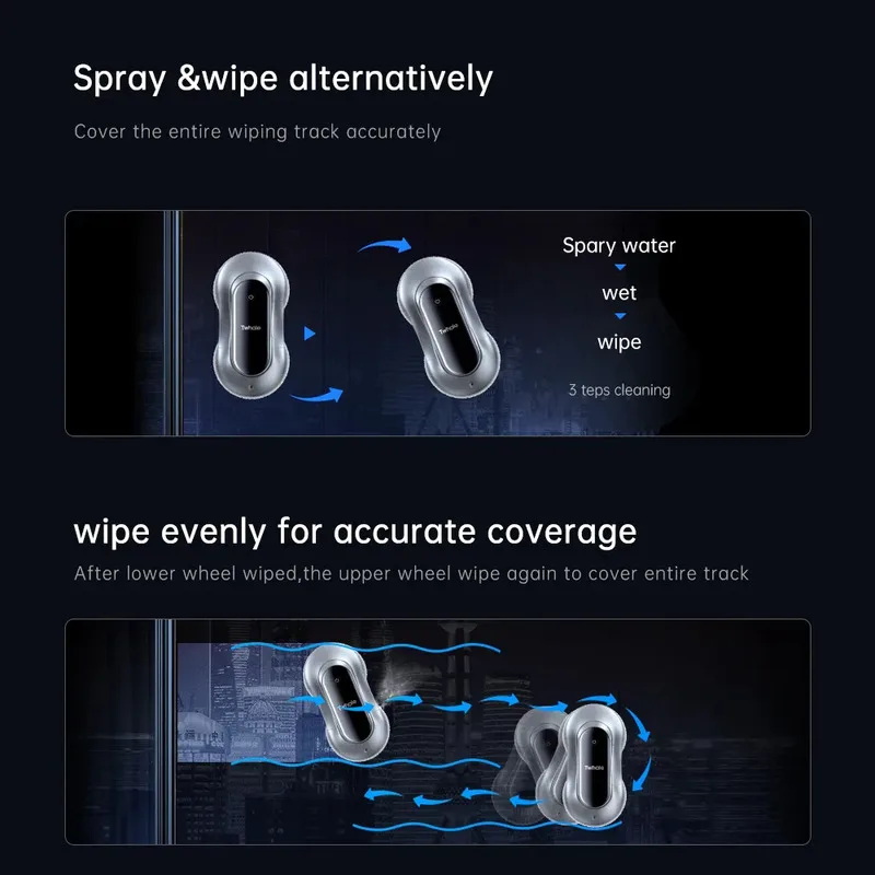 2024 High Quality 4 Directions Spray 2 Sucker Electric Window Cleaning Washer Robot Machine Glass Cleaners Washer