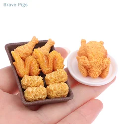 1Set Mini Simulation Fried Chicken Miniatures Food Decor DIY Supplies Model Food Ornament Accessories