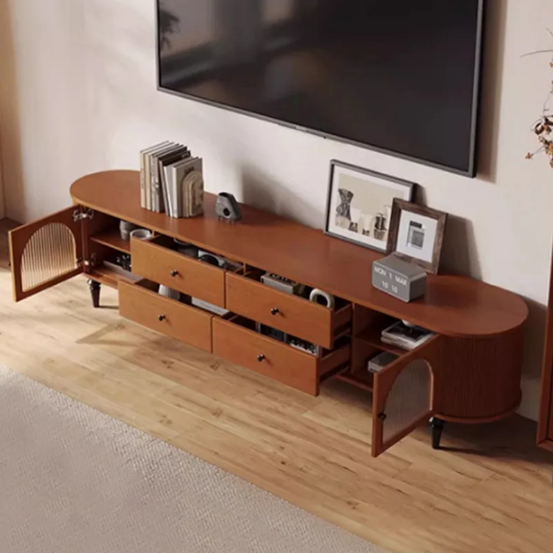 منتصف القرن نمط خشب متين حامل تلفاز الفرنسية الرجعية غرفة المعيشة وغرفة نوم خزانة أرضية الجوز اللون أثاث المنزل الإبداعي FYST #3