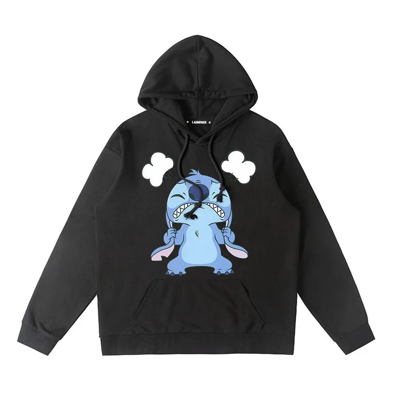 Sweat à capuche imprimé Steedy pour homme, sweat à capuche surdimensionné Disney CAN o & Stitch Animation, vêtements décontractés environnants, tendance