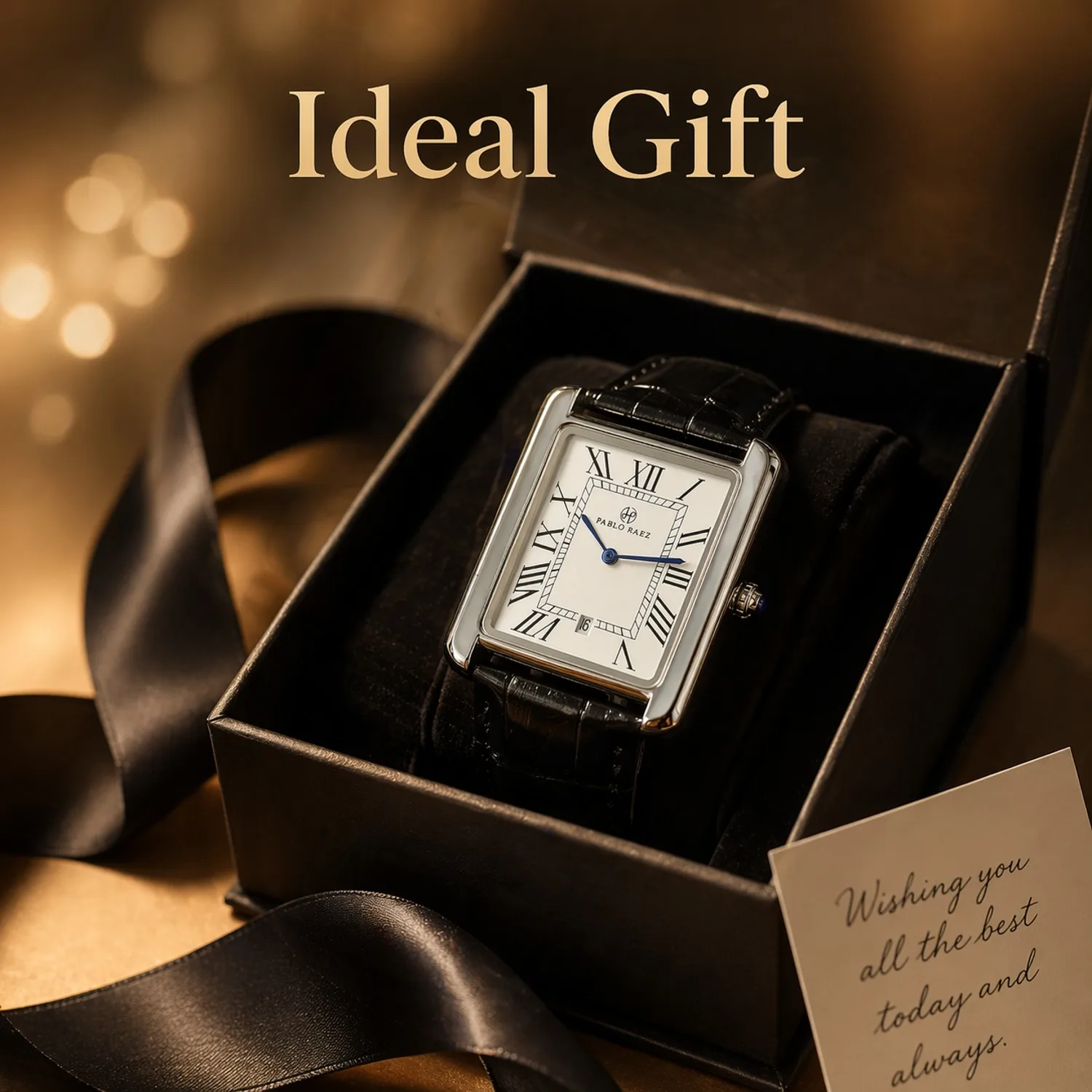 PABLO RAEZ Business Men's Retro Classic Leather Strap Calendar Waterproof Stainless Steel Men's Quartz Watch Gift Box