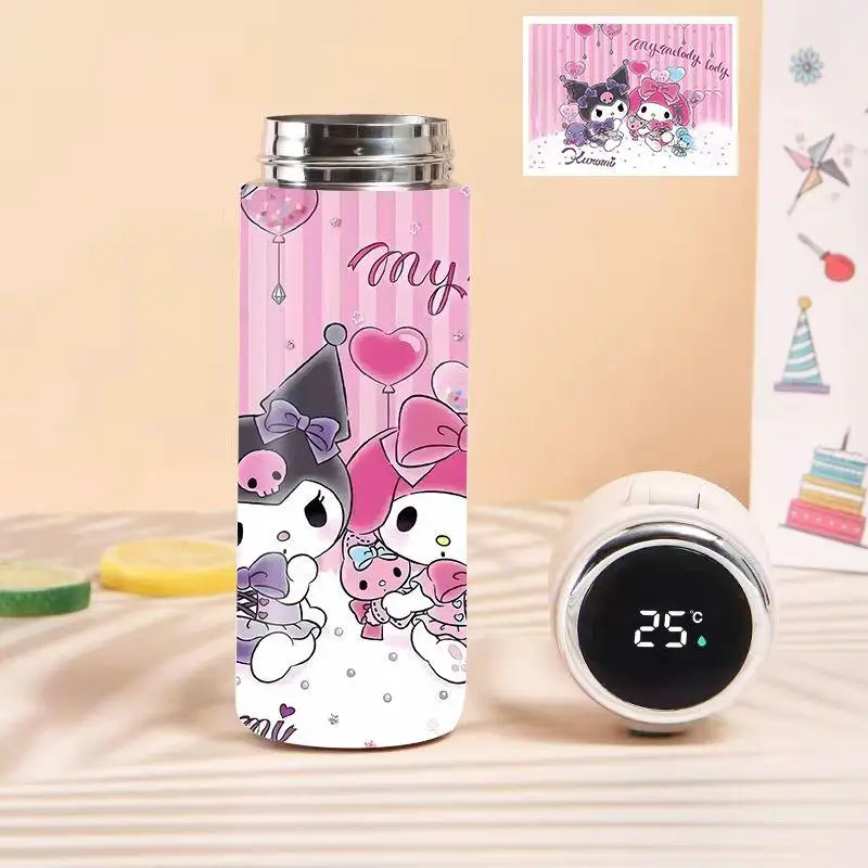 

420Ml 304Sus Kuromi Insulation Cup Sanrio Children's Cup Fashion Kawaii Straight Cup Intelligent Display Temperature Portable