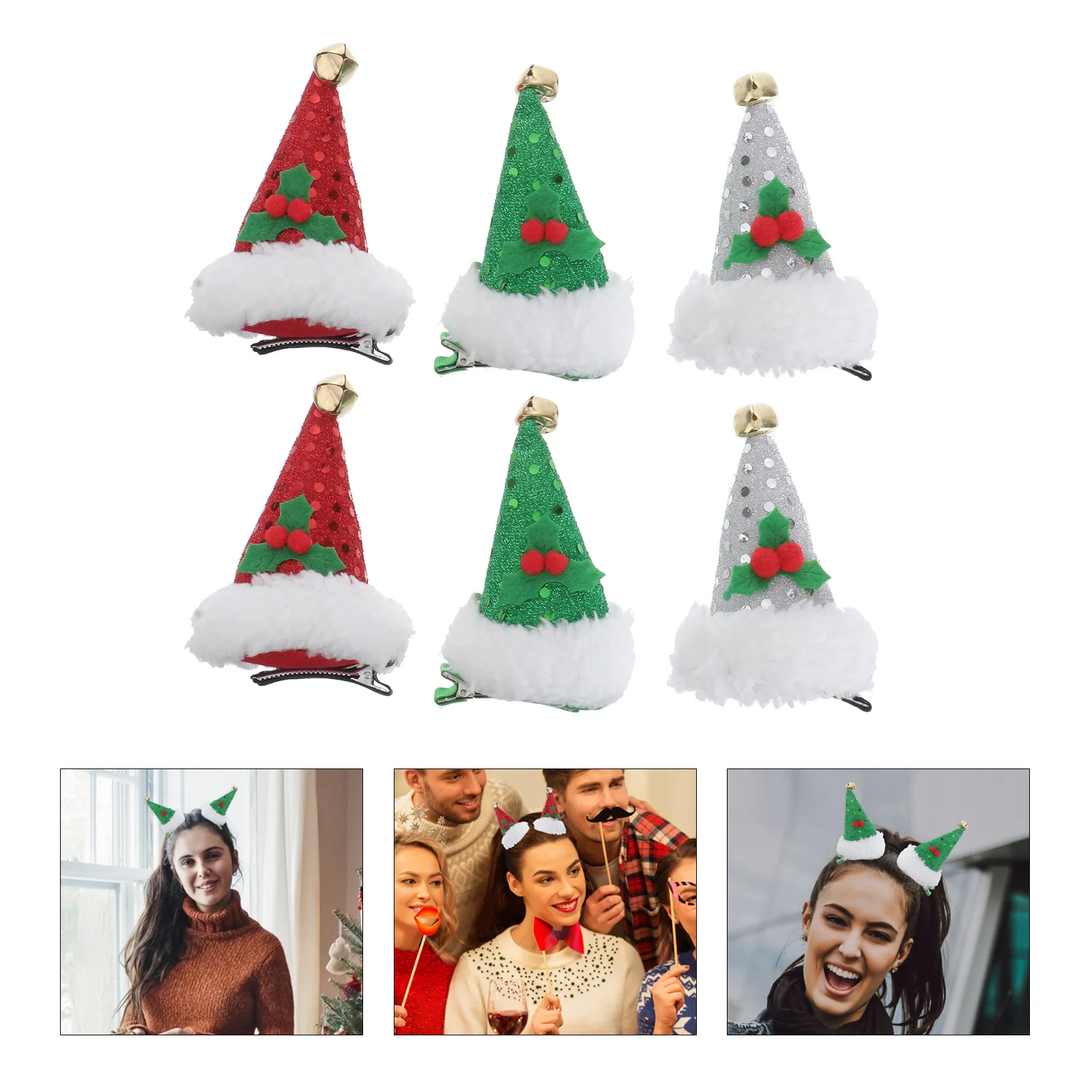 

6 Pcs Small Hat Hairpin Christmas Clip Costumes for Adults Sweet Photo Ornaments Clips Headband