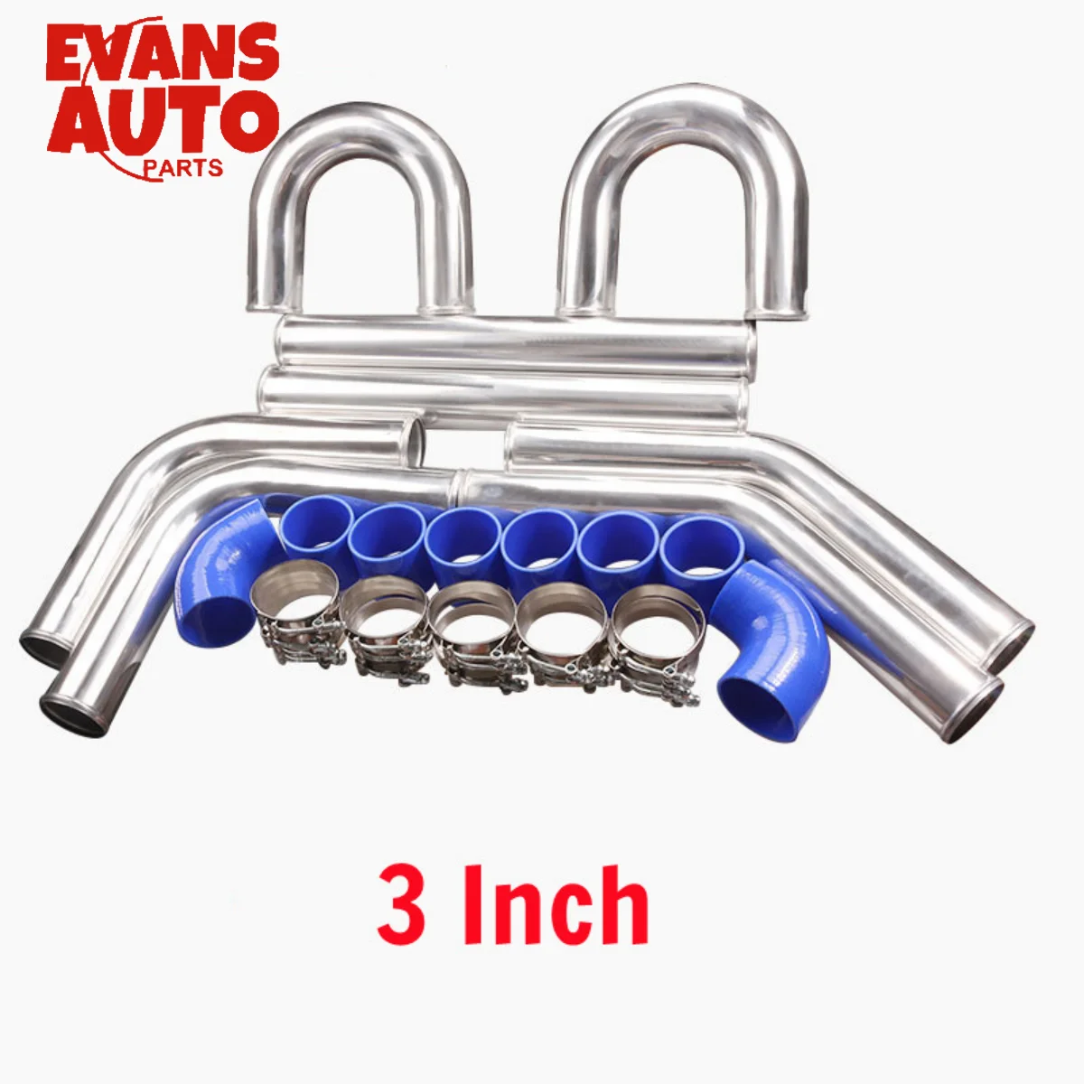3 Inches Universal Aluminum Intercooler Piping Pipe Kit and Silicone Couplers