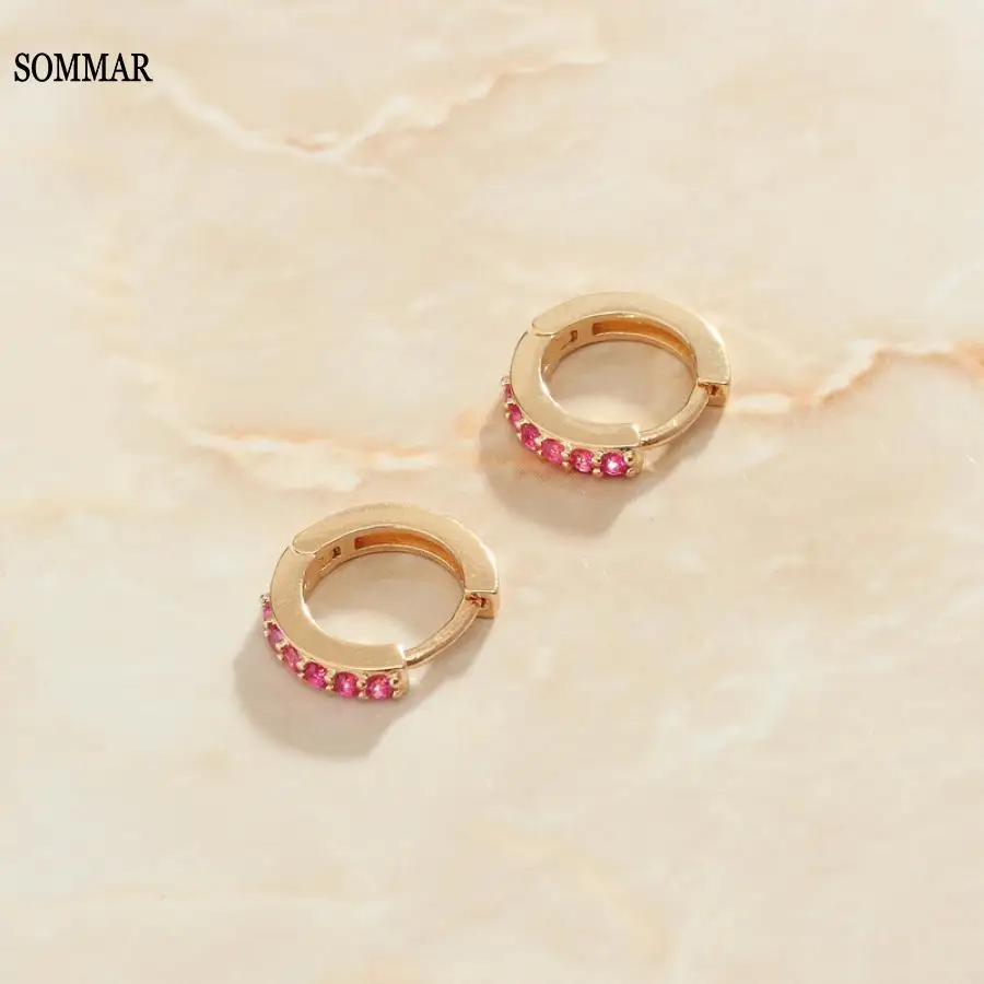 SOMMAR floating charms 18KGP Gold plated Maiden earrings 2021 trendy Exquisite colored zircon women earring diy
