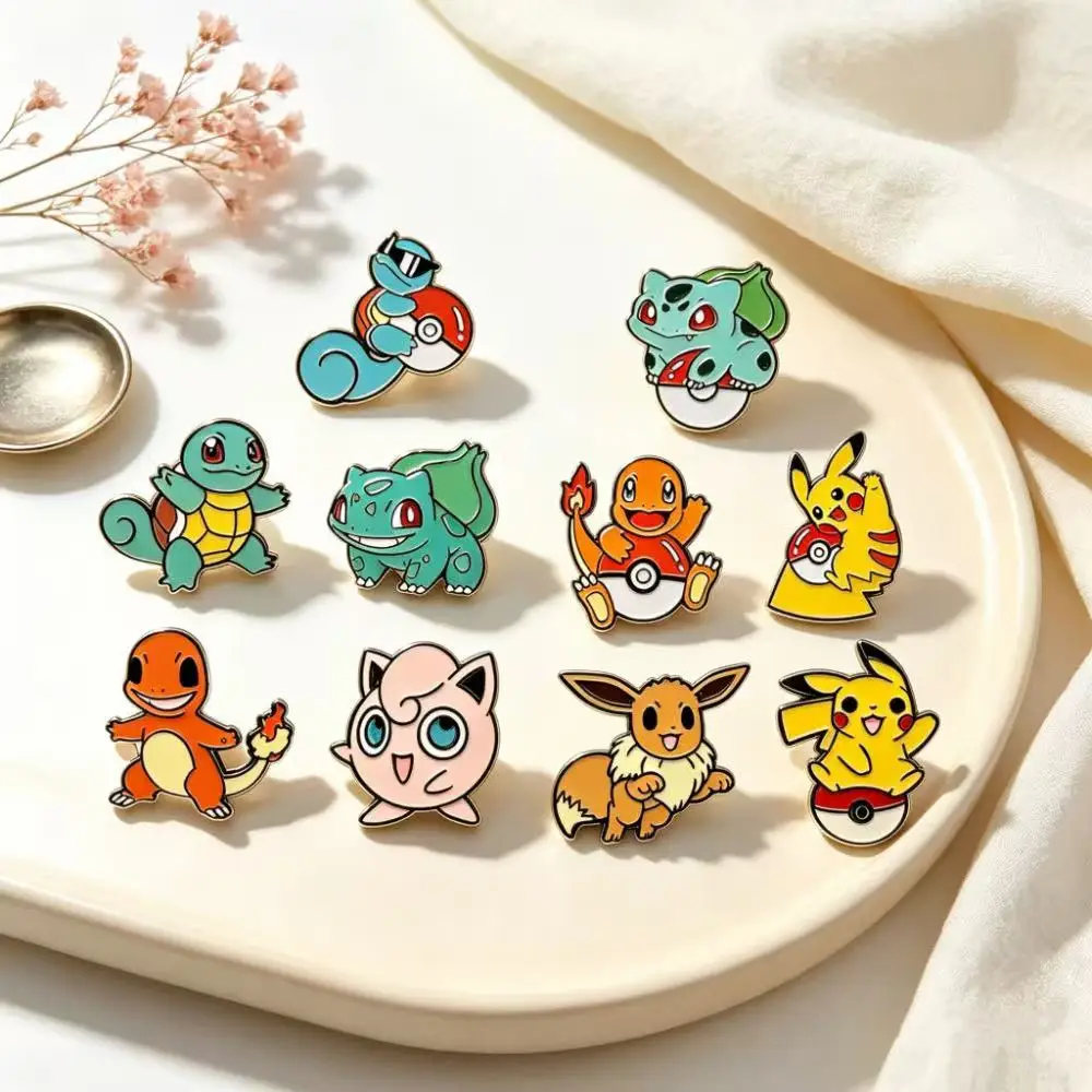 10pcs Cute Enamel Lapel Pins Set, Cartoon Metal Brooches for Backpack Clothing, Halloween Gift Decoration