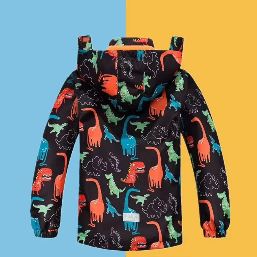 3-12 T Children Boy's Polar Fleece Jacket Spring Autumn Waterproof Windproof Outdoor Sporty Kids Print Dinosaur Windbreaker