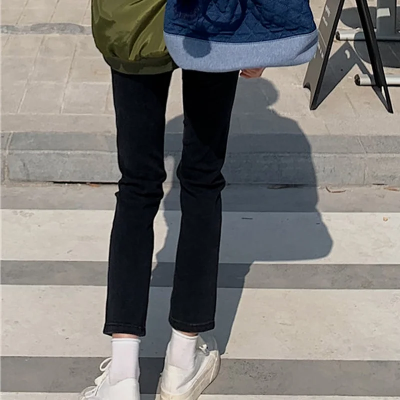 

Черные джинсы женские до щиколотки простые студенческие универсальные корейские весенние новые повседневные джинсы шикарные популярные прямые джинсы женские