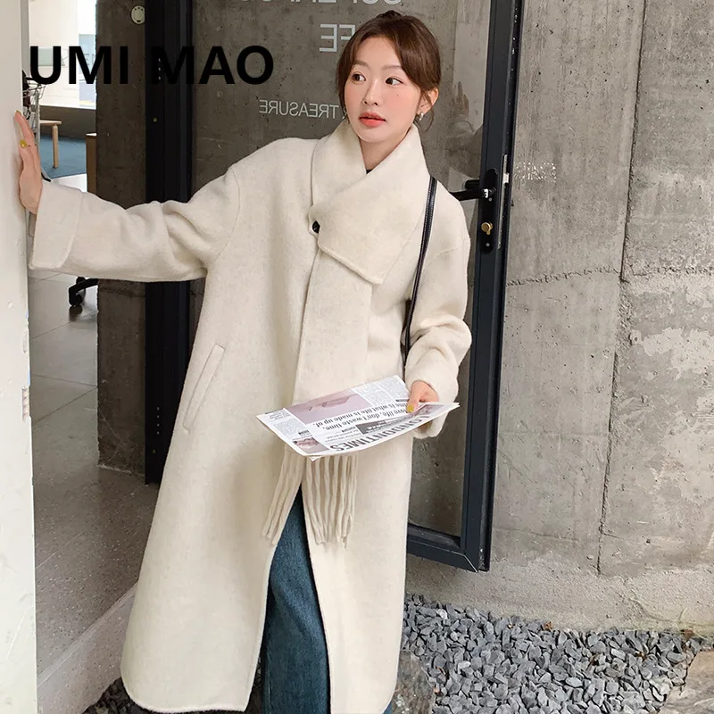 UMI MAO Woolen Coat Women's Oversized Winter Jacket Fashion New Long Double-sided Cashmere Coat Female Overcoat