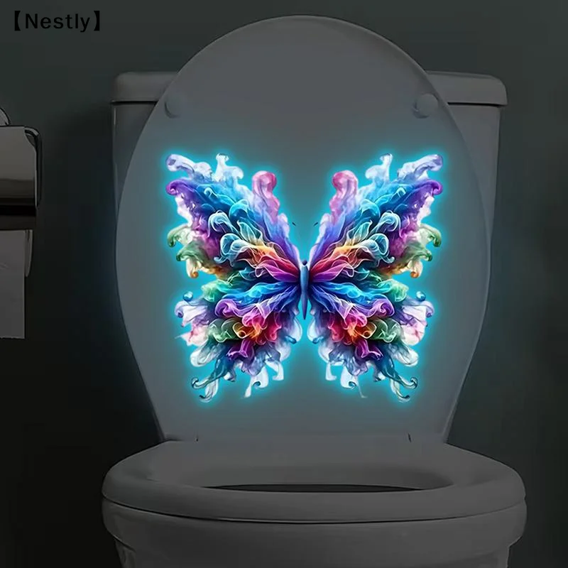 Luminous Colorful Butterfly Wall Sticker, Glow-In-The-Dark Toilet Sticker, Self-Adhesive  Waterproof A Great Home Decor〔Nest〕