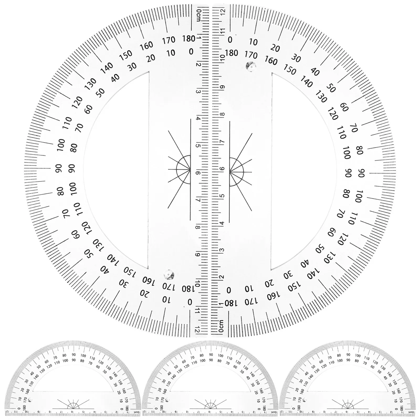 5Pcs Portable Plastic Half Circle Protractor 180 Degrees Geometry Tool Accurate Clear Scale for Student School Office