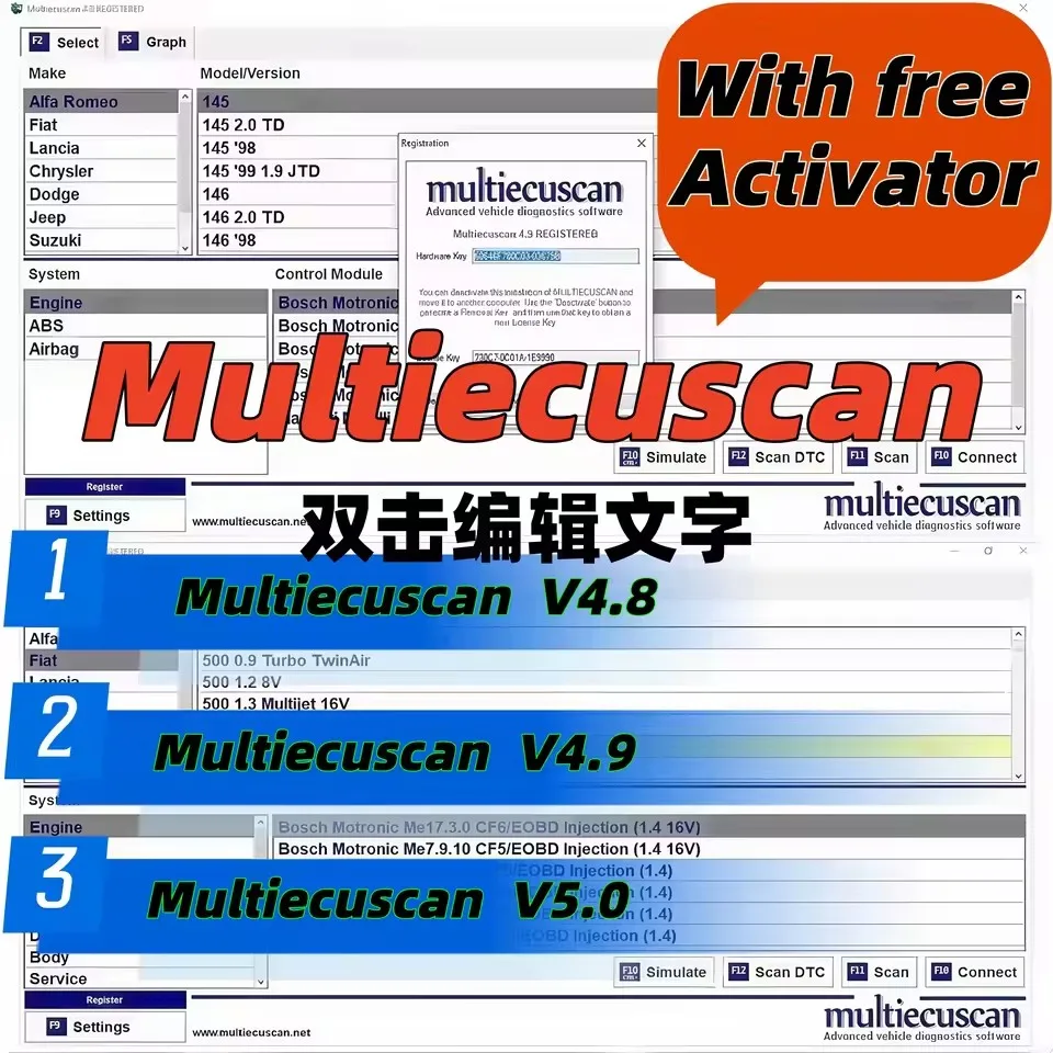 

2025 Multiecuscan V4.9 v4.8 v5.0 para Fiat Chrysler Dodge Jeep y Suzuki Software de escáner 4,9 funciona con herramientas ELM327