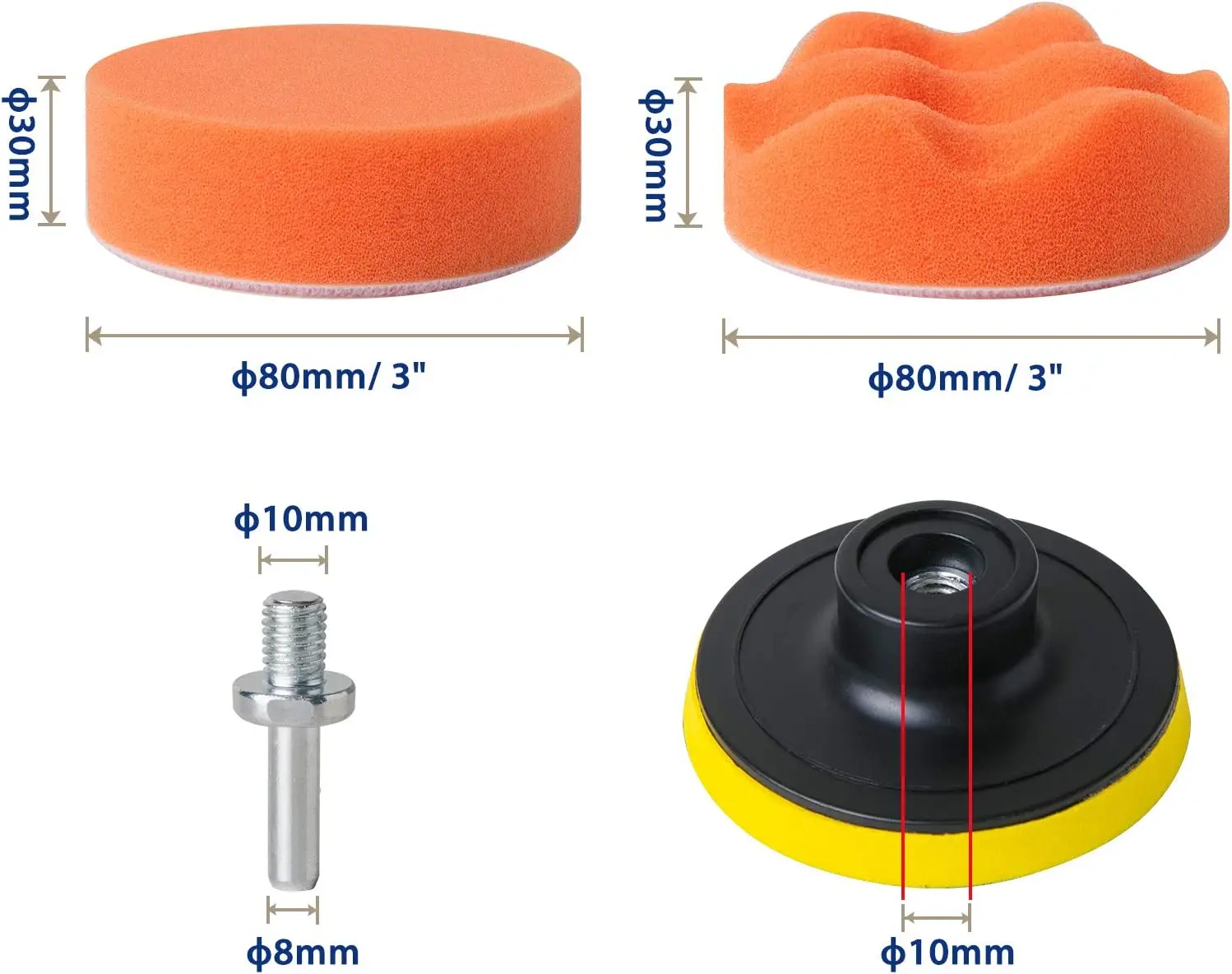 6 Pcs 3 inch Car Polishing Pad Kit Drill Buffer Attachment with Buffing Wheel Polishing Buffing Wheel for Drill Sponge and Wool