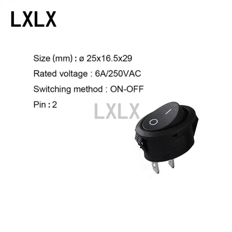 200pcs KCD1 Mini Round Rocker Switch 25*16.5mm 2/3Pin 6A/250VAC Power Button Switch With Light Electric Kettle Power Switch