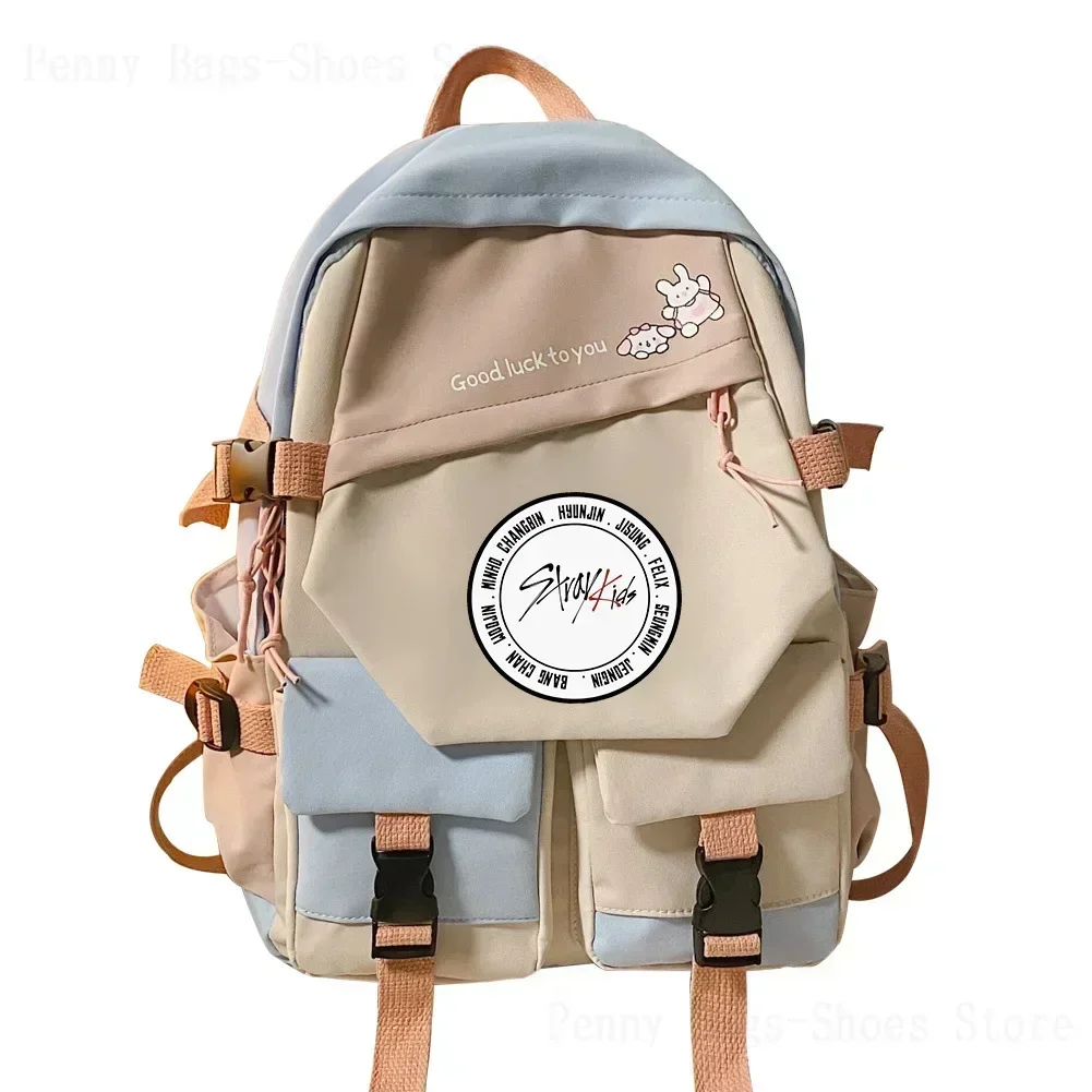 Korean Style Stitching Contrasting Color Kids Backpack New Ins Style Harajuku Middle School Student School Bag Travel Backpack