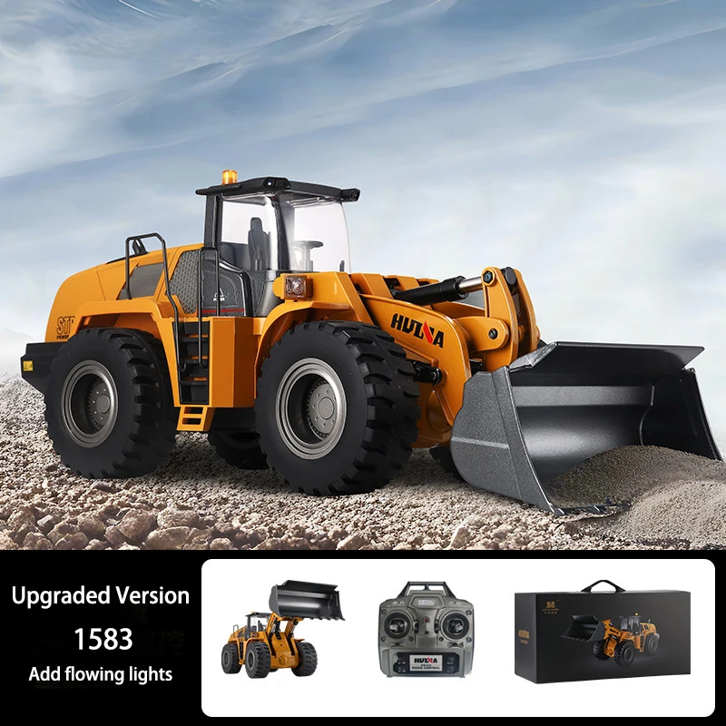 HUINA 1583 1/14 Alloy Remote Control Loader Car 2.4GHz Simulation Bulldozer Engineering Vehicle Toys for Outdoor Toys Boys Gifts