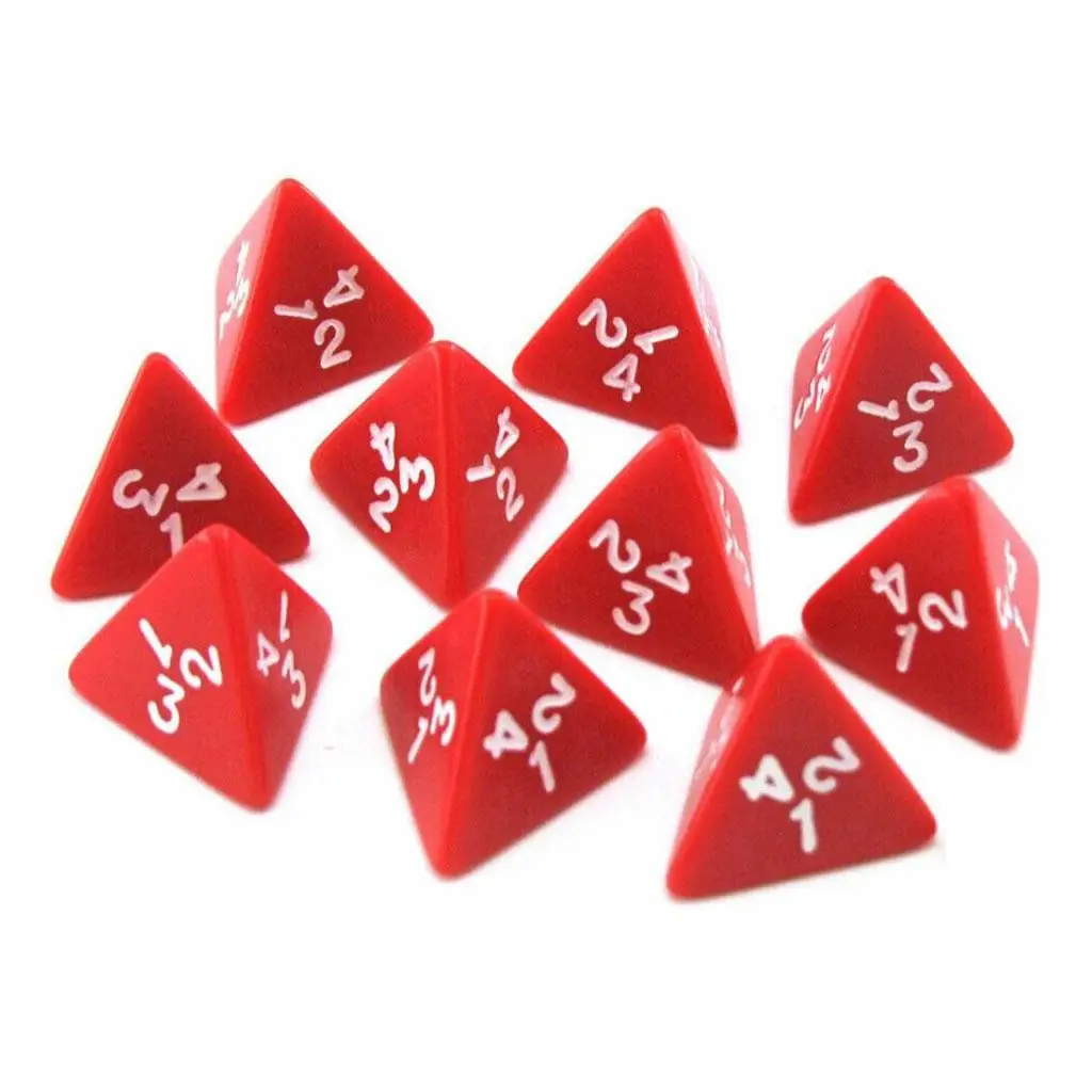 Red D4 Polyhedral Dice 10 Count Acrylic 22mm for TRPG RPG Role Playing Math Educational Toys