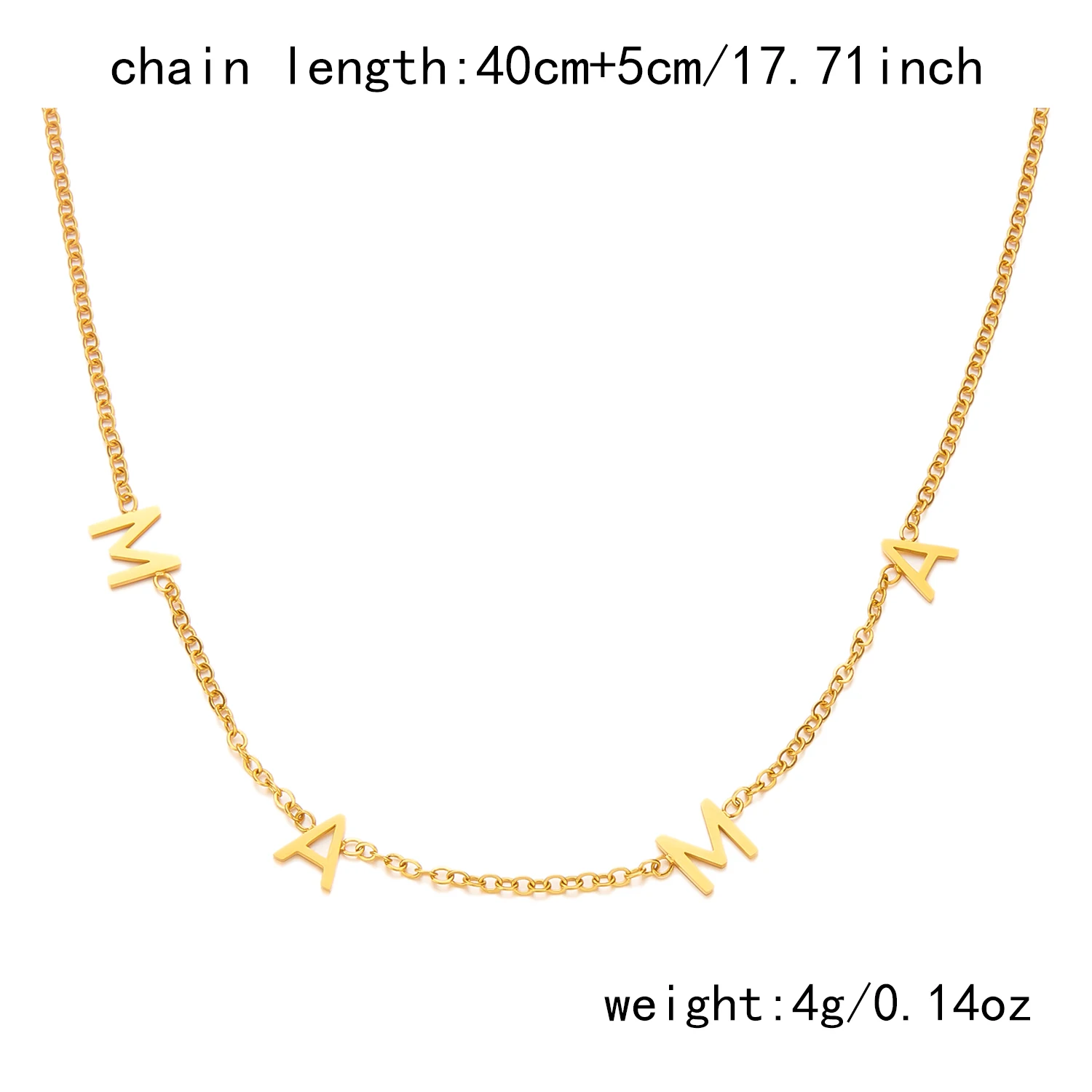 Halskette mit Mama-Buchstaben-Anhänger aus Edelstahl, schlicht, modisch, goldfarben, Schlüsselbein-Halsband für Frauen, perfektes Geschenk zum Muttertag – Detail 3