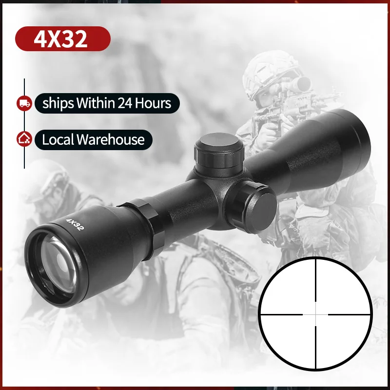 

4x32 Short Hunting Riflescope Outdoor Airsoft Air Gun Rifle Tactical Scopes Reticle Compact Optics Sight Scope