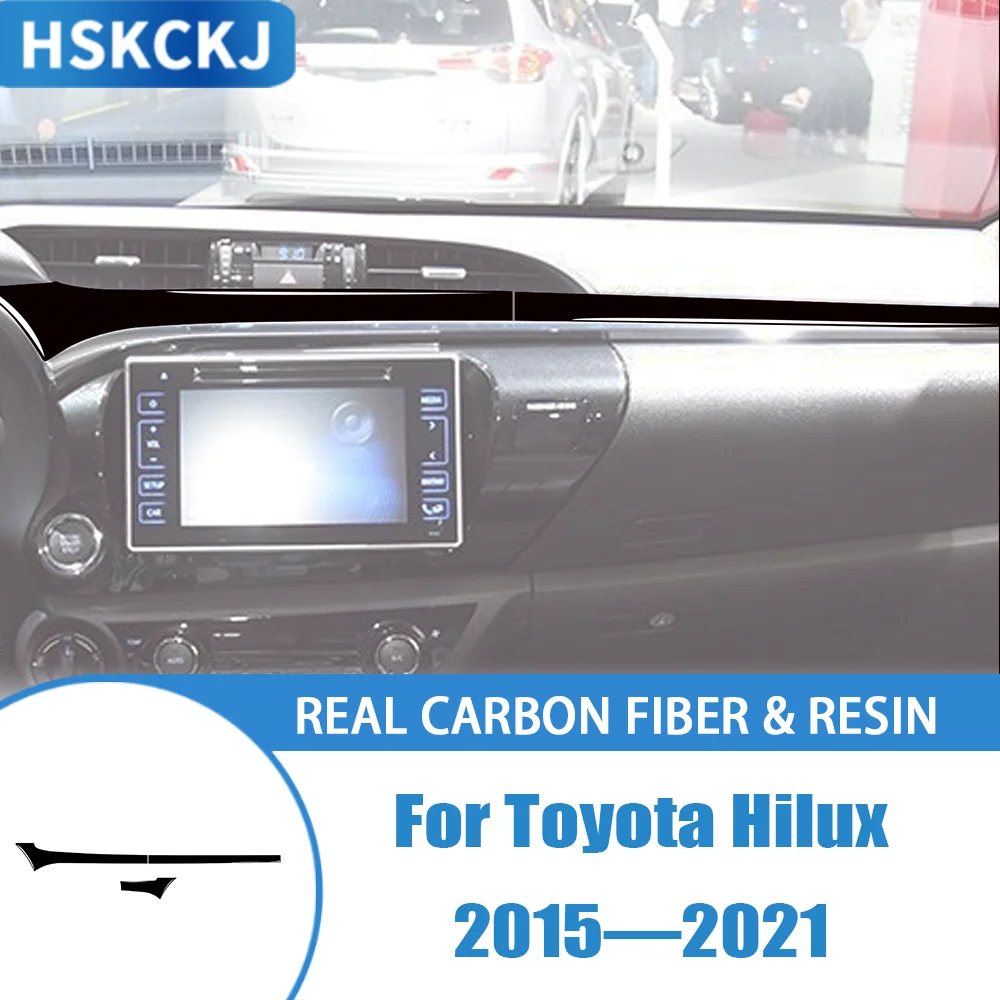 Наклейка на приборную панель из настоящего углеродного волокна, аксессуары для салона автомобиля, наклейка, модификация для Toyota Hilux 2015-2021